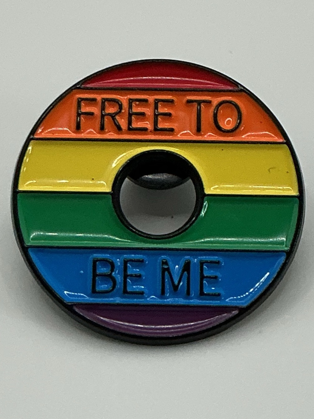 LGBTQ RAINBOW PRIDE ROUND DISC WITH FREE TO BE ME ENAMEL PIN UNISEX